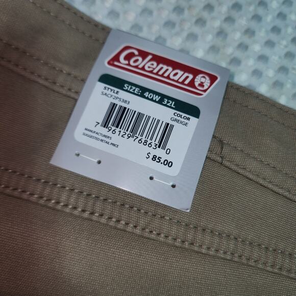 COLEMAN NWT MENS SIZE 40W x 32L STRETCH FLEECE LINED KHAKI LINED PANTS - Picture 12 of 13
